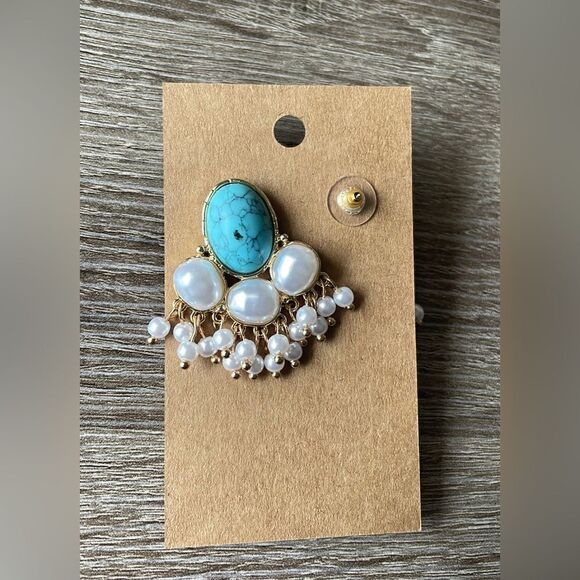 Turquoise stone earrings A27 - Picture 6 of 6